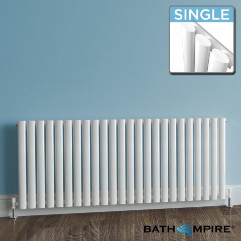 600x1440mm White Single Panel Oval Tube Horizontal Radiator - Segula Premium