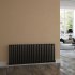 600x1440mm Gloss Black Single Panel Oval Tube Horizontal Radiator - Alverston Premium
