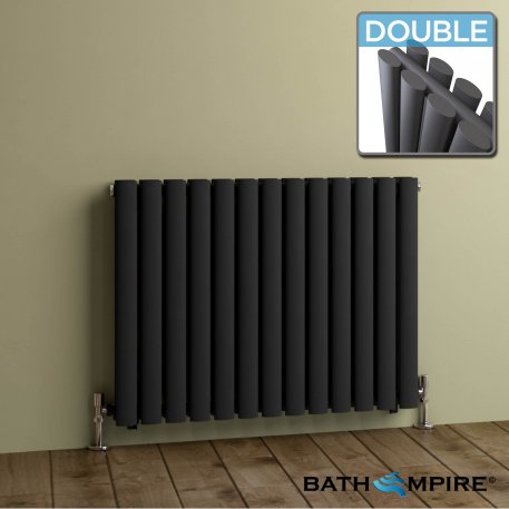 600x780mm Anthracite Double Panel Oval Tube Horizontal Radiator - Colvin Premium