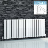600x1380mm White Single Flat Panel Horizontal Radiator - Hayes Premium