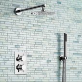 Thermostatic Mixer Shower Kit, 200mm Round Head & Hand Held - Korbu Premium