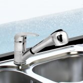 Tessa Mono Chrome Plated Kitchen Mixer Taps - Pull Out Spray